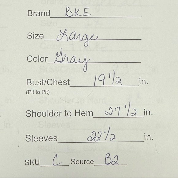 BKE Gray Ribbed V Neck Top L Long Sleeve Soft Casual Layering Tee - Picture 6 of 6